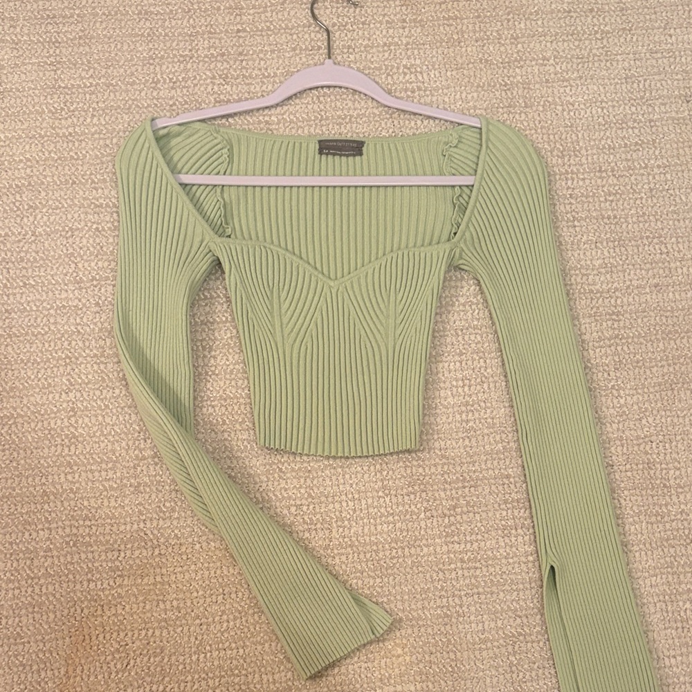 Urban Outfitters Light Green Ribbed Crop Top